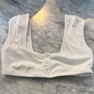 Kendall & Kylie White Ribbed Bikini Top